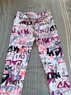 Calvin Klein Performance Pink, Purple & Black Graphic Leggings